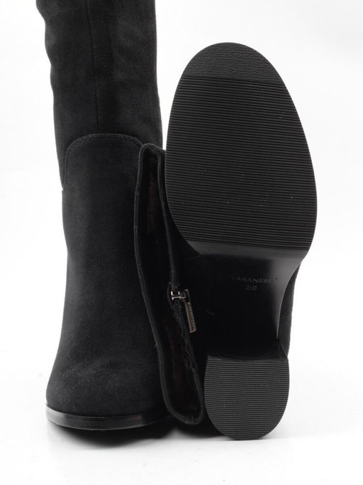 02-K83-B1 BLACK Сапоги зимние женские (натуральная замша, натуральный мех (евромех))