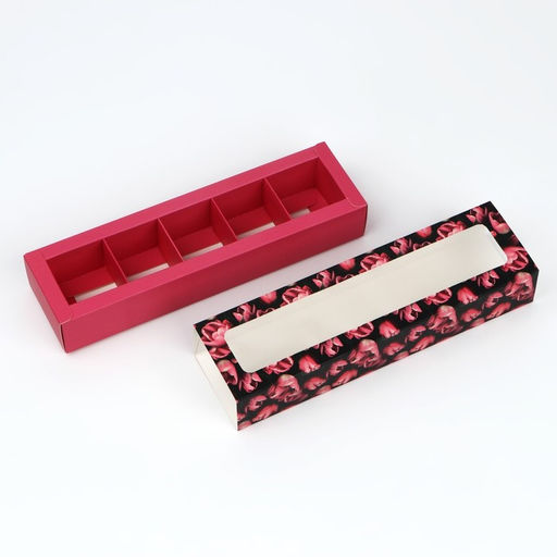 Цена за 5 шт. Коробка под 5 конфет с ячейками Фуксия, 21?3.3?5.8 см
