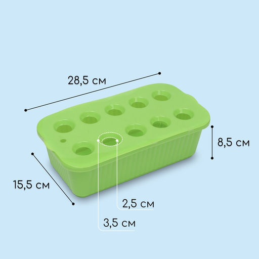 Цена за 2 шт. Ящик для выращивания зелёного лука, 29×16×8.5 см, 2.5 л, 10 лунок, пластик, зелёный, Greengo