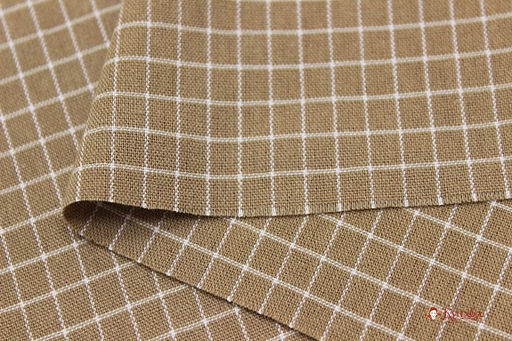 Пестрядь Средняя клетка на темно-песочном, ш.1.40м, хлопок-95%, п/э-5%, 145гр/м.кв - Купава фото 3