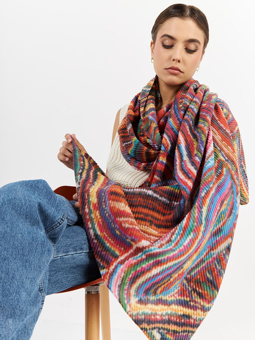 Большой, мягкий, тонкий и очень нежный двусторонний палантин с рисунком - Tantino фото 2