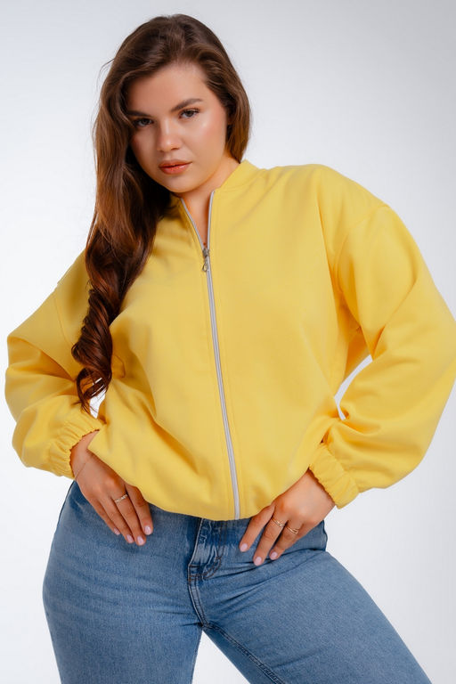 Бомбер из коттон фита жёлтый - Амадэль фото 17