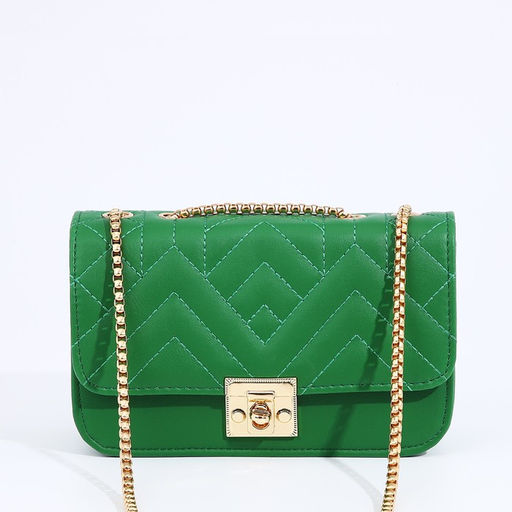 Сумка женская мессенджер на клапане, 18×7×13 см, со стёжкой, зелёная