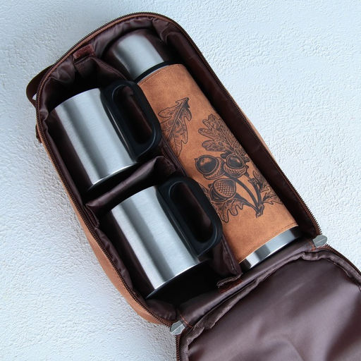 Подарочный набор «Листья»: термос 500 мл, кружка 2 шт х 170 мл