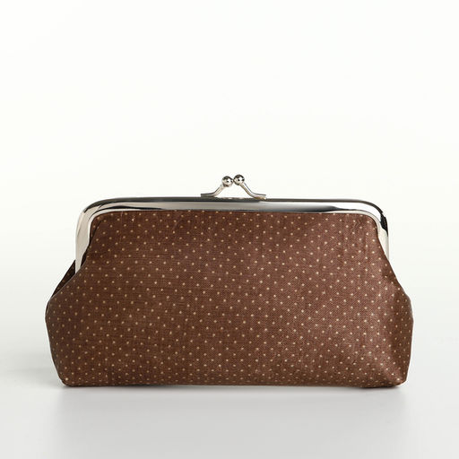 Косметичка женская на фермуаре, маленькая, с принтом Точки, коричневая - Simaland фото 2
