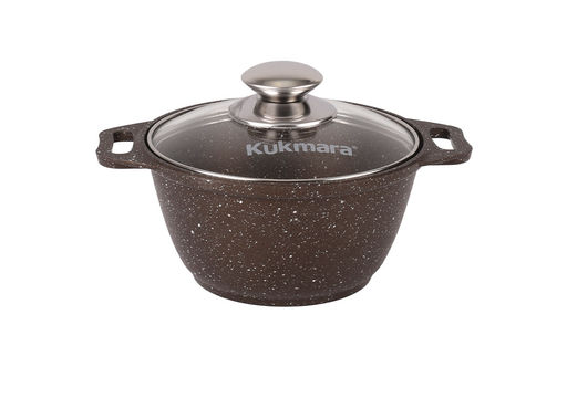 ЛА_АП_MARBLE (кофейный) Кастрюля 1,0 л со стекл. кр, арт. кмк12а