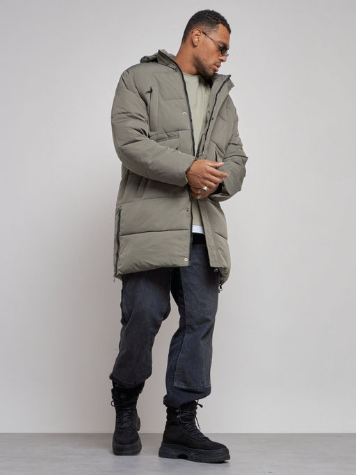 Парка мужская зимняя удлиненная молодежная серого цвета 806Sr - Wonderrman фото 13