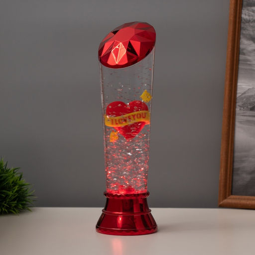 Лава лампа Сердце LED 3хААА, USB красный 6.5?6.5?23.7 см