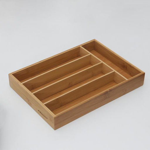 Лоток - подставка для столовых приборов Катунь, 5 секций, 35.5×25.4×5 см, бамбук