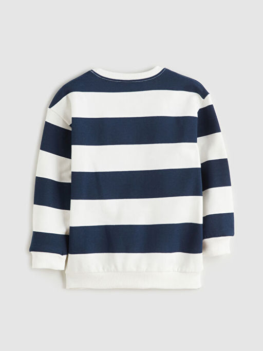 Bisiklet Yaka ?izgili Erkek ?ocuk Sweatshirt