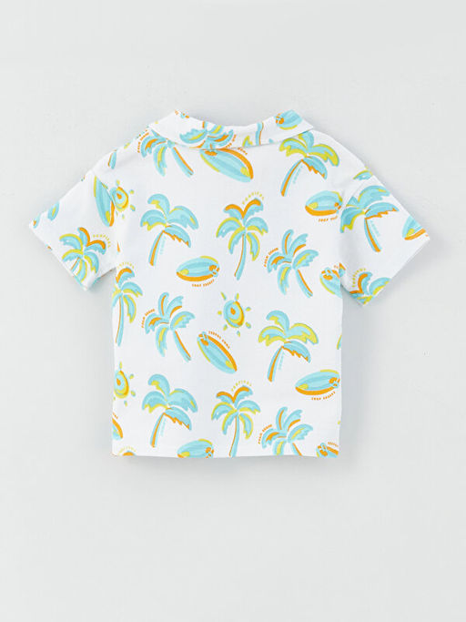 Polo Yaka K?sa Kollu Bask?l? Erkek Bebek Ti??rt - Waikiki фото 2