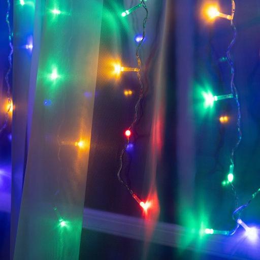 Гирлянда Занавес 1.5?1 м, IP20, прозрачная нить, 180 LED, свечение мульти, 8 режимов, 220 В - Luazon lighting фото 2