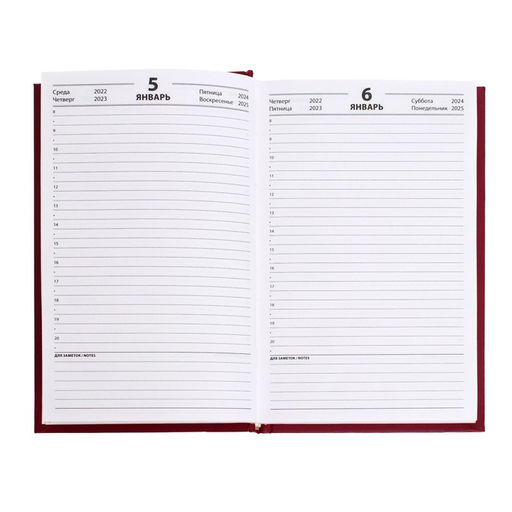 Ежедневник полудатированный на 4 года А5, 192 листа, обложка бумвинил, бордовый - Calligrata фото 9