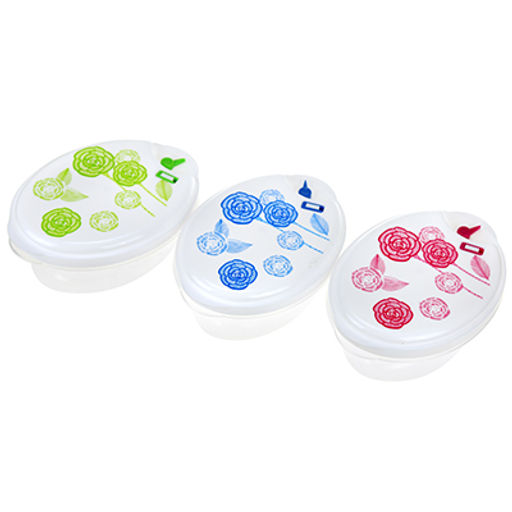 Контейнер пластмассовый Розы 1,65л - 20,2х14,5х7,7см, набор 3шт, с пароотводом, для хранения в холодильнике, цвета микс (Китай) - Домашняя мода фото 3