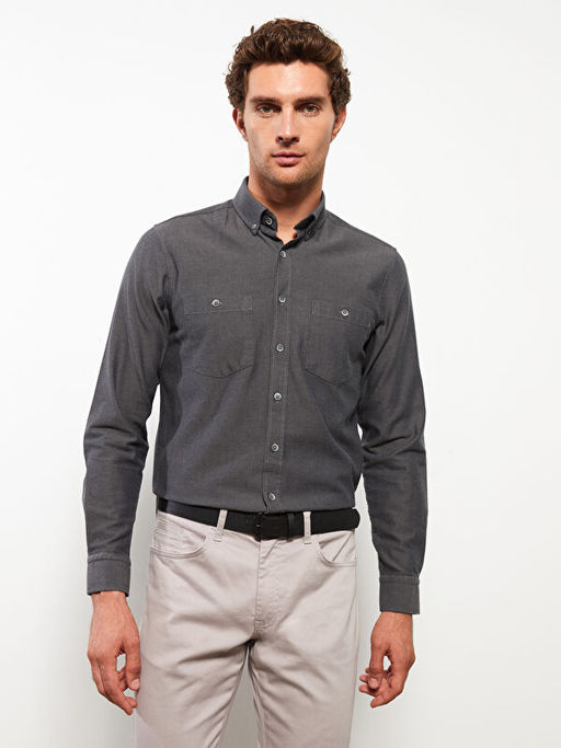 Regular Fit Uzun Kollu Gabardin Erkek G?mlek