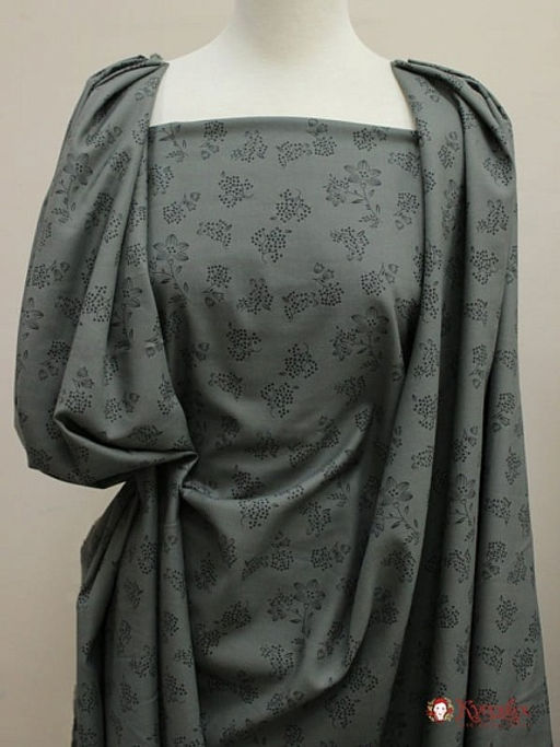 Плательный хлопок Вербена цв.темно-серый, ш.1.48м, хлопок-100%, 115гр/м.кв - Купава фото 3