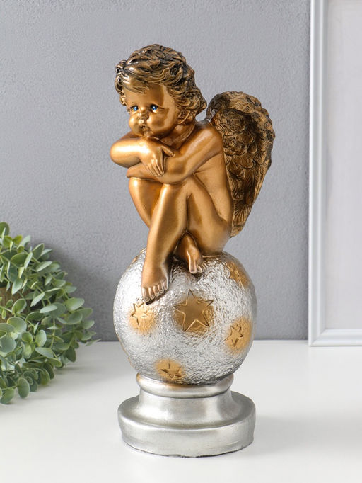 Фигура "Ангел на шаре" бронза, 38х15х14 см