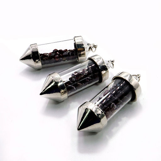 Кулон бутылочка желаний 5cm в форме кристалла с камнями Гранат ЛЮБОВЬ И СТРАСТЬ