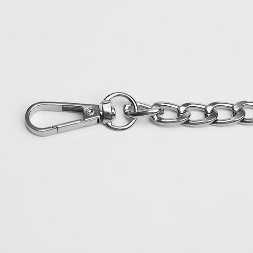 Цепочка для сумки, плоская, с карабинами, алюминиевая, 9×14 мм, 120 см, цвет серебряный