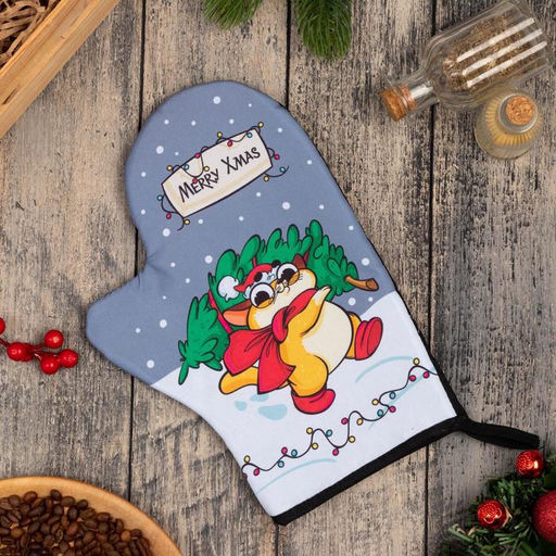 Цена за 9 шт. Варежка-прихватка Merry Xmas, 20?27 см,100% п/э, ватин 250 г/м?