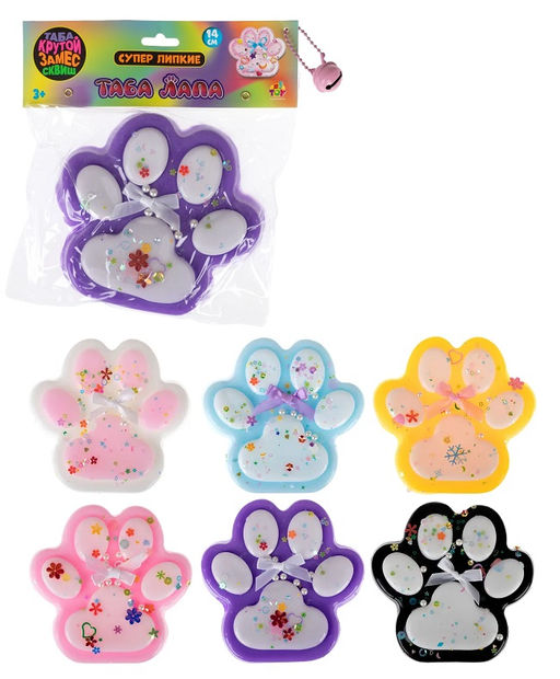 Крутой замес. Таба Лапа цветная 14*3,5см, в асс., с посыпкой, в пак., кол., 6 шт в д/б. арт.Т26291