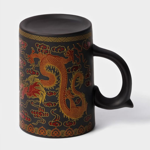 Кружка с крышкой и ситом «золотистое дракон», 350 мл, керамика