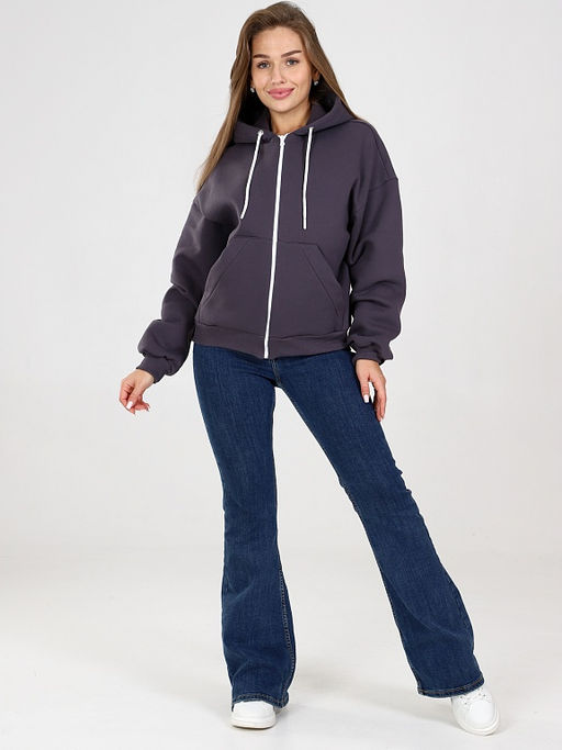 Толстовка Джерри  женская на молнии из футера с начесом Серая - Амавес-текстиль фото 2