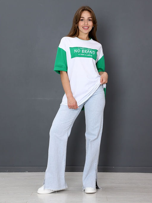 Футболка Женская Оверсайз No Brand цвет Зеленый - Амавес-текстиль фото 3