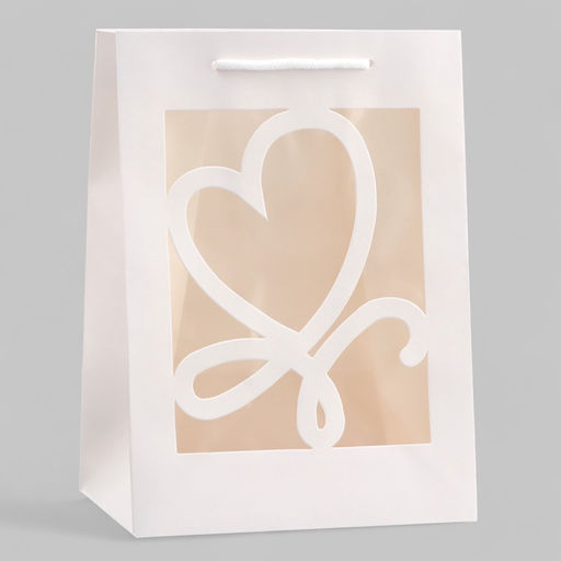 Цена за 12 шт. Пакет подарочный с фигурным окном 18?13?25 см, белый