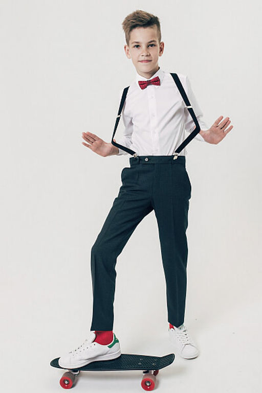 Брюки для мальчика, футер полуприлегающий (черный) - Бостон фото 3