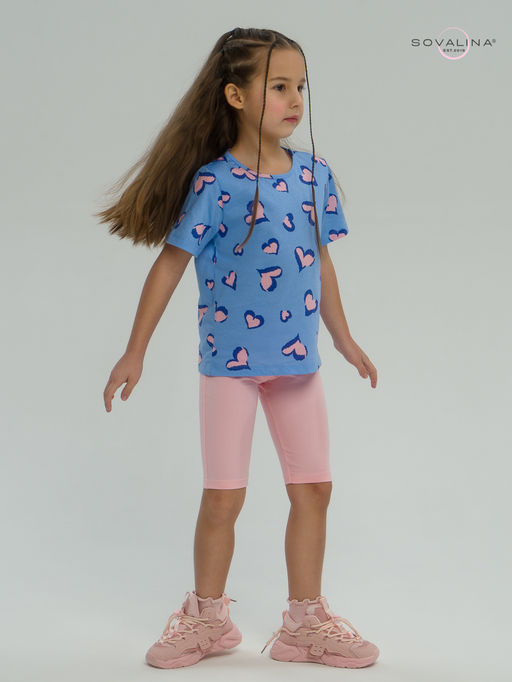 Костюм Актив розовые сердечки на голубом-розовый - Sovalina фото 12
