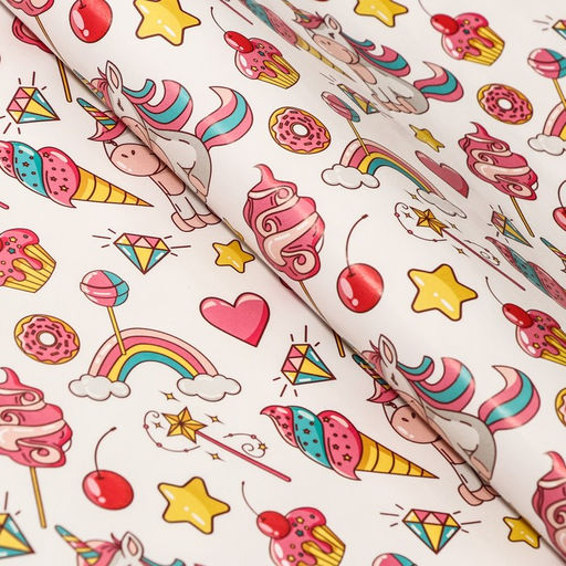 Набор упаковочной бумаги, глянцевая Единорожки ,50 70 см ,2 листа - UPAK LAND фото 2