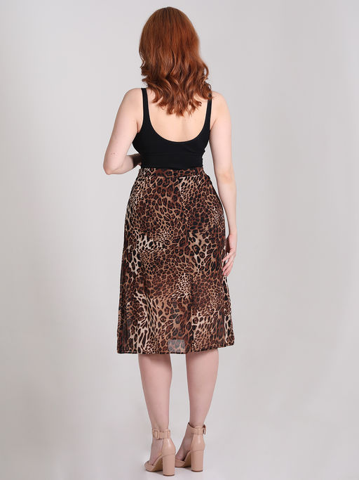 Юбка леопардовая с разрезом - Almond фото 5