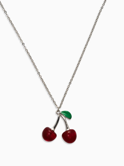 Цена за 2 шт. Кулон на цепочке "Черешня", цвет бордово-зелёный в серебре 40+удл