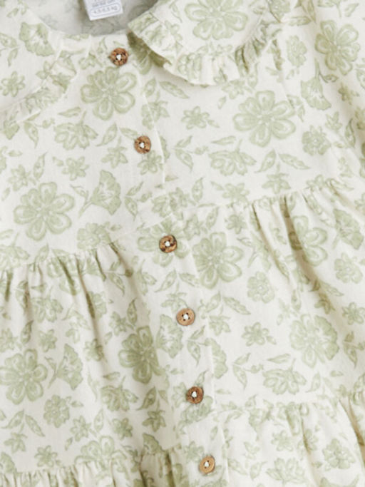 Bebe Yaka ?i?ekli K?z Bebek Elbise