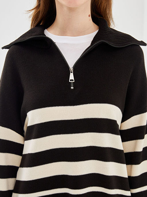 Dik Yaka D?z Uzun Kollu Kad?n Triko Kazak - Waikiki фото 5