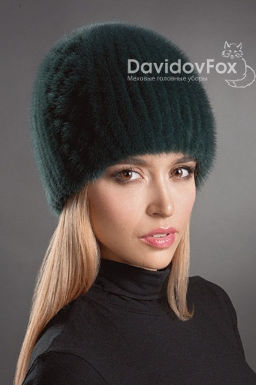 Шапка Сноп норка орнамент изумруд