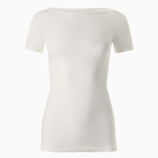 Футболка женская с вырезом лодочка MINAKU: Basic line, ваниль, размер 44