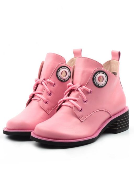 01-D1-2019 PINK Ботинки женские (натуральная кожа, байка)