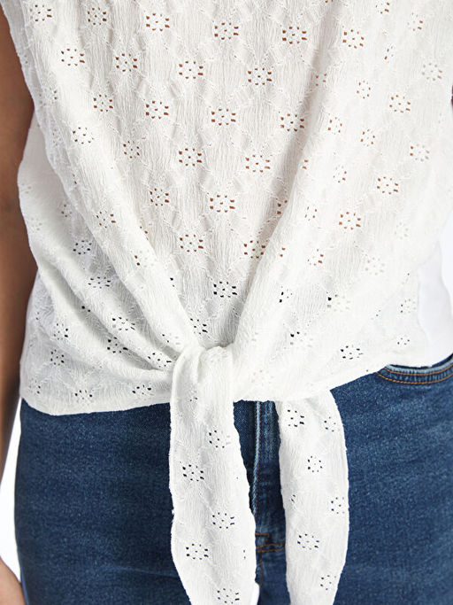 Bisiklet Yaka Nak??l? Kad?n Bluz