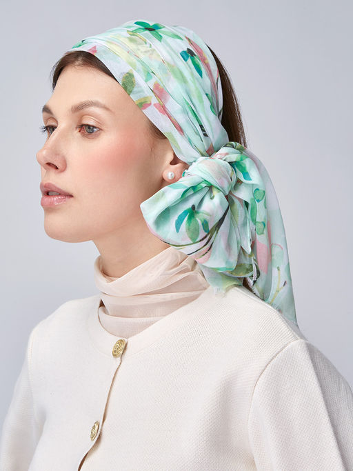 Большой, мягкий, тонкий и очень нежный двусторонний палантин с рисунком - Tantino фото 11