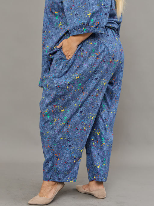 Костюм женский с брюками больших размеров (К-01 клякса)