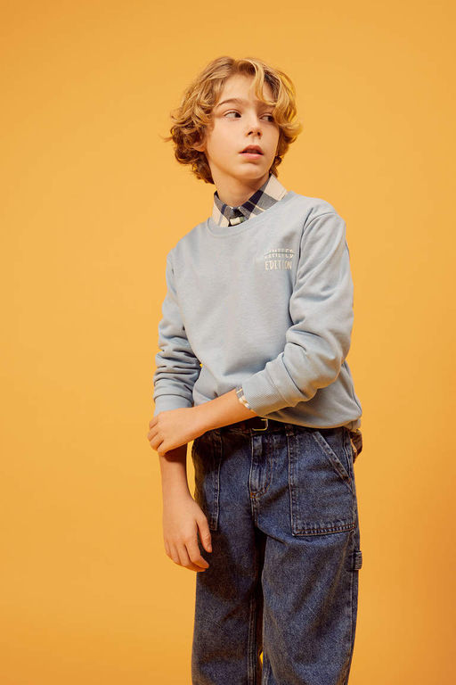 Толстовка с принтом для мальчиков с круглым вырезом на спине - Defacto фото 2