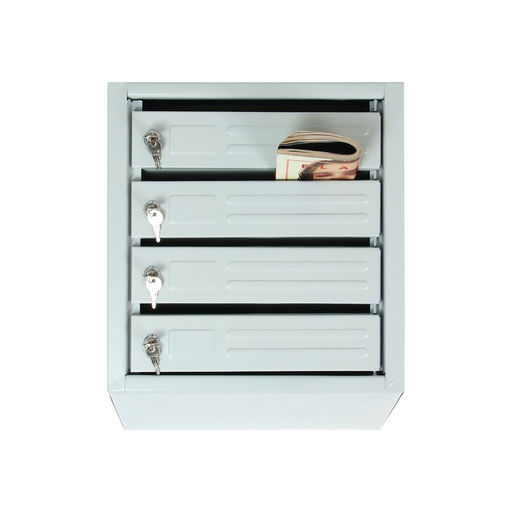 Ящик почтовый многосекционный, 4 секций, с задней стенкой, серый, дверка МИКС