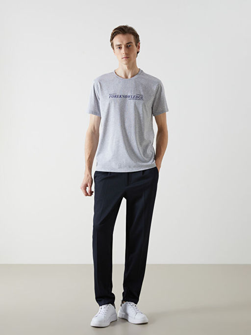 Bisiklet Yaka K?sa Kollu Bask?l? Penye Erkek Ti??rt