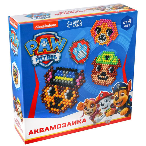Аквамозаика Щенячий Патруль, 4 фигурки, 300 шариков - Simaland фото 2