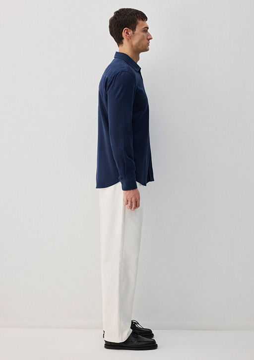 Lacivert Tencel TM Lyocell Gomlek - Mavi фото 5