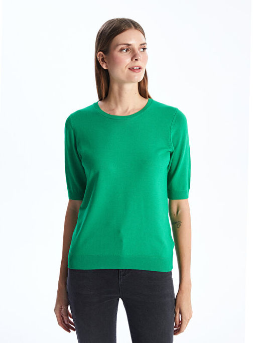 Bisiklet Yaka D?z K?sa Kollu Kad?n Triko Kazak - Waikiki фото 2