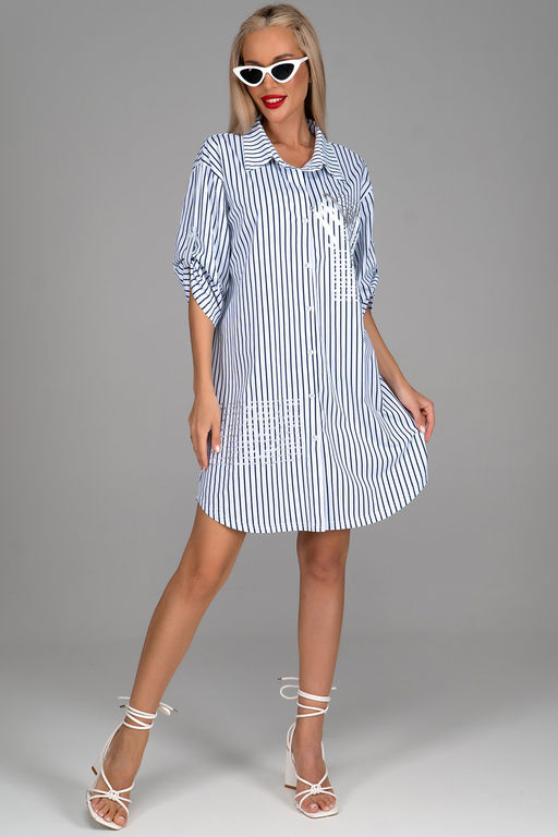 Платье  рубашка Молли (мелкая полоска) - Эльза фото 8