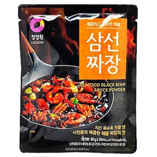 Основа для соуса из черных бобов Чачжан, вкус морепродуктов/Seafood black bean sauce powder Daesang, Корея, 80 г Акция
